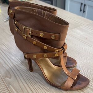 Tory Burch Brown Strappy Heeled Sandals